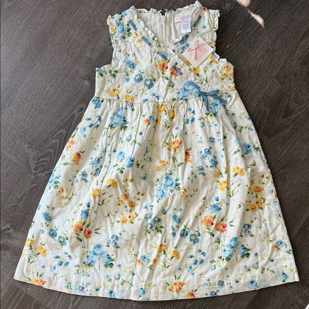 Janie and Jack Floral Kids Dress with Blue and Yellow